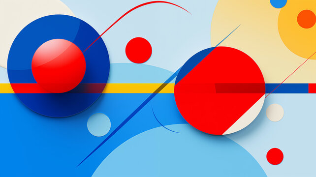 Bright, geometric, modern art background image in primary colors