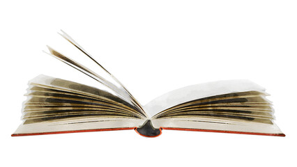 Open book png watercolor collage element, transparent background