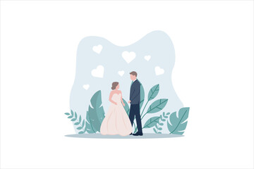 Wedding Party Flat Design Illustration