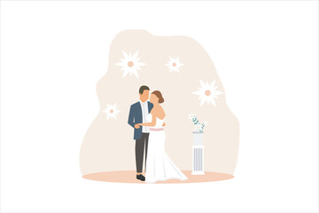 Wedding Party Flat Design Illustration