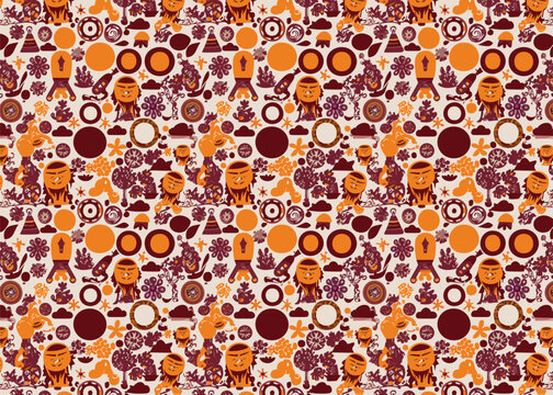 Seamless background pattern with decorative groovy forms