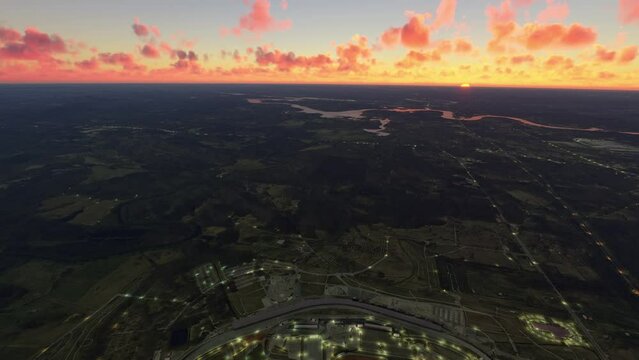 Sunset aerial view of Talladega Circuit in Lincoln - Alabama. United States