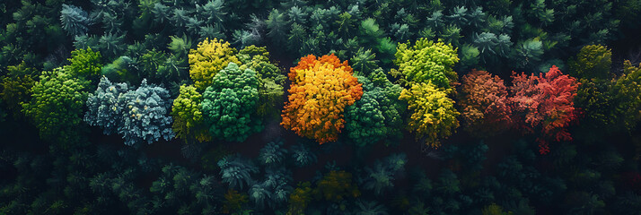 overhead view of A time-lapse sequence capturing the changing seasons in a single location, hyperrealistic travel photography, copy space for writing
