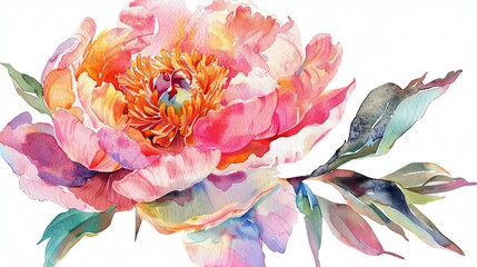 Watercolor peony clipart with delicate petals and vibrant hues