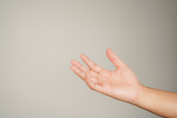 Asian man hand gesture isolated on white background - obrazy, fototapety, plakaty