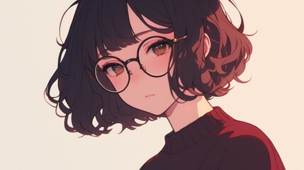 A geeky girl rocking her round frame glasses