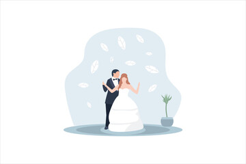 Wedding Party Flat Design Illustration