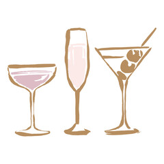 Pastel cocktails png, aesthetic illustration, transparent background