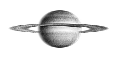 PNG Saturn planet, grayscale galaxy illustration, transparent background © Rawpixel.com