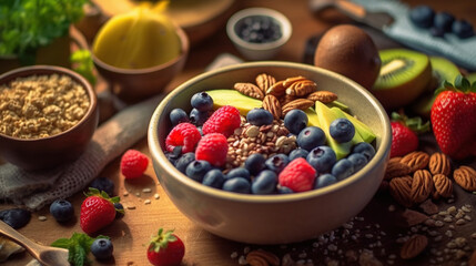 Super food fruit and nuts healthy bowl