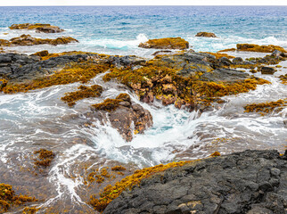 Cliffside Drains on OTEC  Beach, Hawaii Island, Hawaii, USA