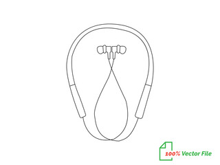 Portable earphones. Isolated vector icon. Headphone continuous single-line outline vector art drawing and simple one-line minimalist design. Air pods icon. Wireless symbol modern simple vector icon. 