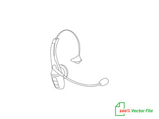 Portable earphones. Isolated vector icon. Headphone continuous single-line outline vector art drawing and simple one-line minimalist design. Air pods icon. Wireless symbol modern simple vector icon. 