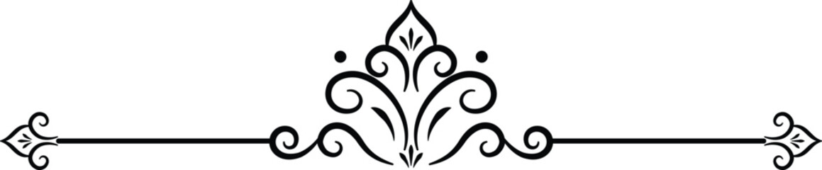 Ornamental filigree flourishes divider. Classical vintage element vector illustration