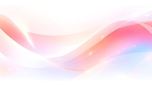 Simple restrained, large area of white a blurred abstract image of a blue, orange and red pattern on whitein the of light red and light pink,gradients, rounded, neon and fluorescent
