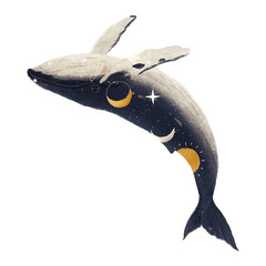 PNG Swimming whale, galaxy aesthetic remix, transparent background