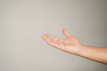 Naklejka premium Asian man hand gesture isolated on white background