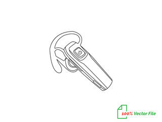 Portable earphones. Isolated vector icon. Headphone continuous single-line outline vector art drawing and simple one-line minimalist design. Air pods icon. Wireless symbol modern simple vector icon. 