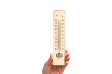 Hot temperature, Hand holding thermometer