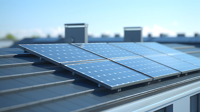 A close-up image of the solar panels installed on the roof, focusing on the texture and material details.