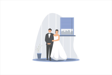Wedding Party Flat Design Illustration