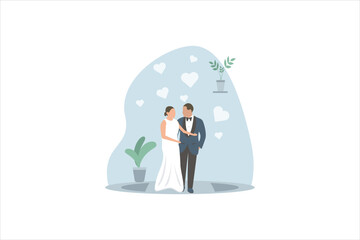 Wedding Party Flat Design Illustration