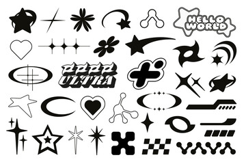 PNG Y2k aesthetic shapes collection, transparent background