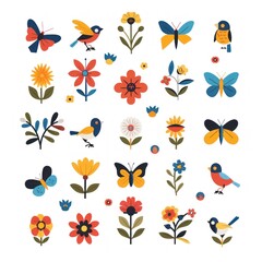 Obraz premium A collection of colorful flowers and butterflies