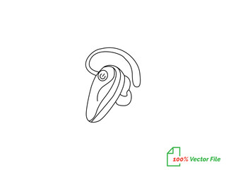 Portable earphones. Isolated vector icon. Headphone continuous single-line outline vector art drawing and simple one-line minimalist design. Air pods icon. Wireless symbol modern simple vector icon. 