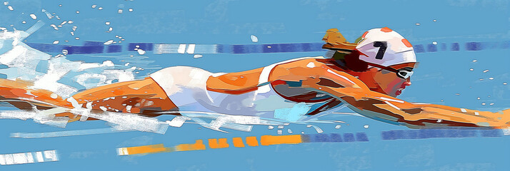 background of an olympic swimmer, entering the pool in one leap