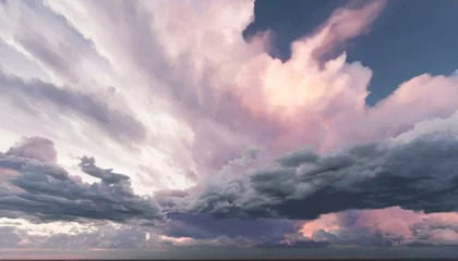 Foto op Canvas storm clouds timelapse, wallpaper texted Panorama view of overcast sky. Dramatic gray sky and white clouds before rain in rainy season. Cloudy and moody sky. Storm sky. Cloudscape. Gloomy and moody ba © Bilawl
