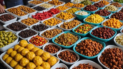 Jajanan-pasar-is-various-and-colorful-traditional-Indonesian-snacks--The-taste-could-be-delicious--sweet-or-spicy