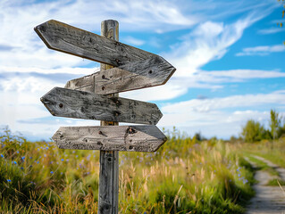 Crossroads signpost, decision making, directions to success, strategic planning , advertise photo