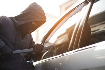 Thieves use shackles to break into stolen cars.