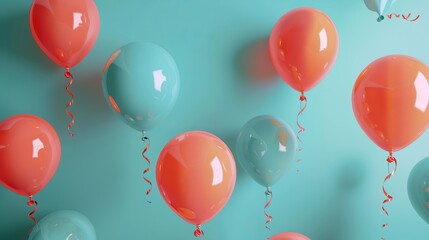 Vibrant balloons floating with copy space on colorful background - festive celebration concept