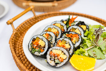 Traditional Korean Sushi rice roll kimbap