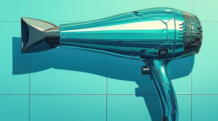 A sleek and trendy 2d drawing showcasing a hair dryer set against a stylish background designed to captivate and inspire hair care enthusiasts This beauty icon is sure to turn heads