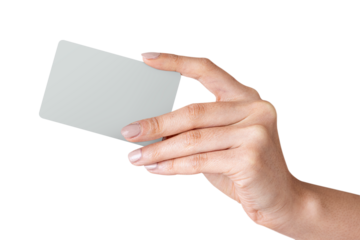 Hand holding a blank card transparent png