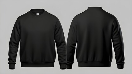 Blank hoodie mockup .Blank sweatshirt  black color preview  template front and back view on white...