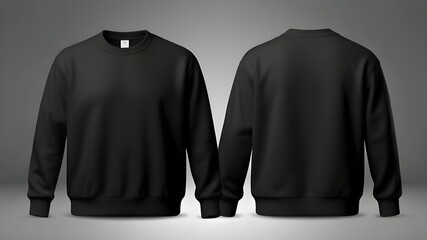 Blank hoodie mockup .Blank sweatshirt  black color preview  template front and back view on white...