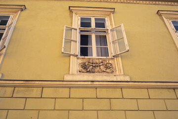 Fototapeta na wymiar Facade of historic building in the city of Szekesfehervar.Hungary