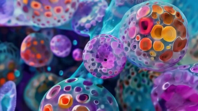 A colorful depiction of euglenoids with each individual cell adorned with vibrant hues and intricate patterns that add to their overall . AI generation.