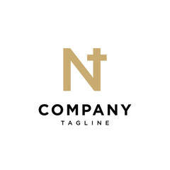 Letter N religious church cross logo icon vector template.eps