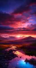 Fototapeta na wymiar sunset over the mountain