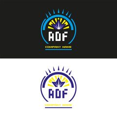 ADF letter logo vector design on black and white color background ADF letter logo icon design

