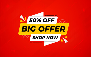Big offer sale banner. Special offer price label design. Product discount festival tag design. Big offer promotion banner template. Flat sale Vector Illustration.