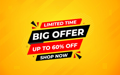 Big offer sale banner. Special offer price label design. Product discount festival tag design. Big offer promotion banner template. Flat sale Vector Illustration.