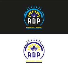 ADP letter logo vector design on black and white color background ADP letter logo icon design
