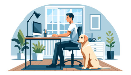 Concept of remote meeting at home. Vector illustration.