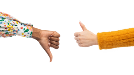 Png Thumbs up down hands mockup agree and disagree gesture